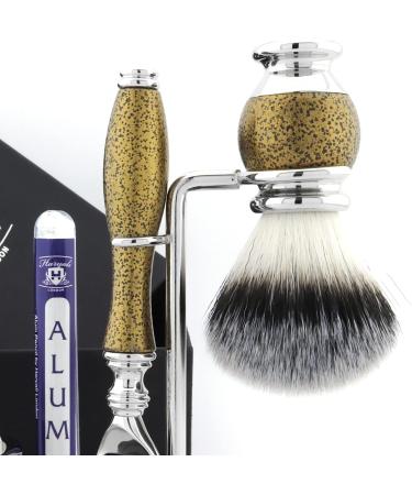 Men's Shaving Kit - 5 Edge Razor Synthetic Badger Hair Brush Bowl Soap & Stand | Perfect Gift for Men - International Shipping Available - Buy Online on GoSupps.com