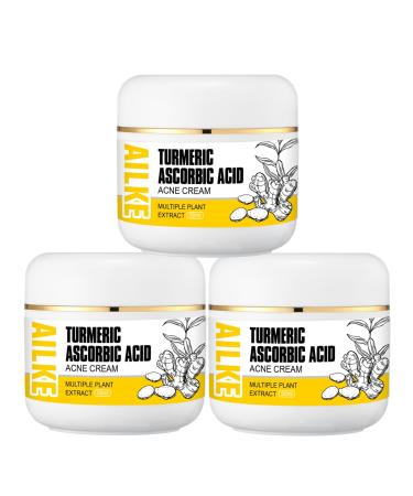 AILKE BOOST LUSTER AILKE Natural Turmeric Acne Remove Face Cream Brightening Reduce Blackheads Pimples With Niacinamide and Multiple Plant Extracts Clean Skin Unclog Pores 50g Pack of 3