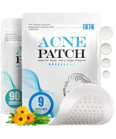 TKTK Self-Dissolving Microdart Acne Pimple Patches for Zits and Blemishes with 100% Pure Hyaluronic Acid 4 Sizes Acne Absorbing Cover Patch Acne Spot Treatment Stickers for Face and Skin (99 Count) 99 Count (Pack of 2)