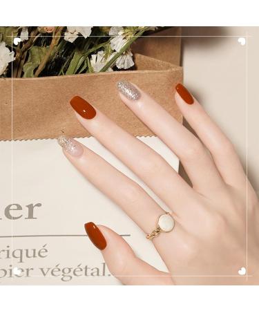 Gel Nail Strips Semi Cured - Claret-Red Glitter Mix Color Gel Nail Wraps - 20pcs Long Lasting Gel Nail Polish Strips With Nail File & Wooden Cuticle Stick (Glitter Red) - Buy Online on GoSupps.com