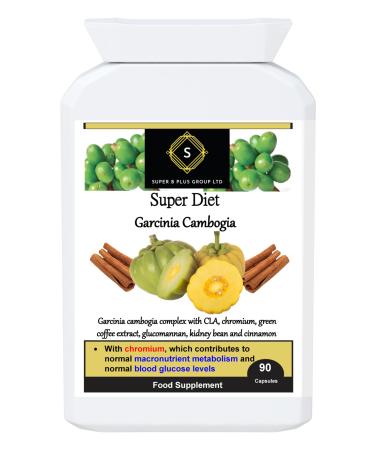 Super Diet Garcinia Cambogia Weight Loss Slimming Fat Burners with Chromium for Normal Blood Glucose and Metabolism Herbal Supplement Vegetarian Gluten Free 90 Capsules
