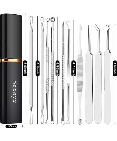 Professional Blackhead Remover Pimple Popper Tool Kit - Boxoyx 10Pcs Extractor for Acne Removal - Facial & Nose Treatment (Silver) - Buy Online on GoSupps.com