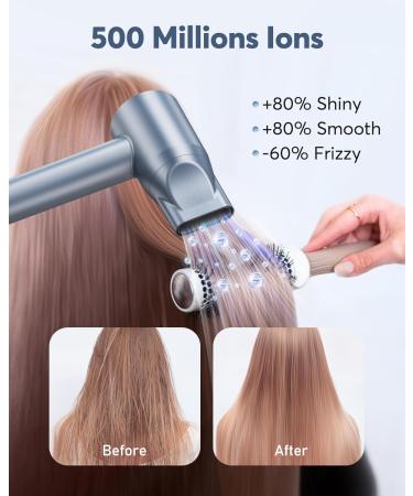 Hair Dryer 110000 RPM Professional High-Speed Blow Dryer 200 Millions Negative Ionic Care Hair Dryer for Fast Drying Low Noise Thermo-Control Hair Dryer with Nozzle (2024 Upgrade) Silver - Buy Online on GoSupps.com