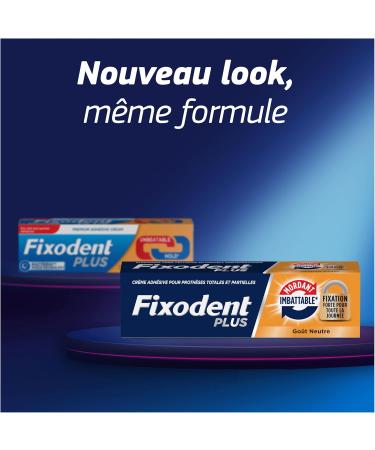 Fixodent Cr me Adh sive Plus Mordant Imbattable Pour Proth ses Totales et Partielles Go t Neutre Tenue Et Confort Tout Au Long De La Journ e 57ml 60g Fixodent Cr me fixative PLUS Maitien Imbattable 60g - Buy Online on GoSupps.com