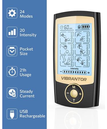 Rechargeable TENS EMS Unit Muscle Stimulator for Pain Relief - 24 Modes, 12 Upgraded Pads - Relieve Lower Back, Knee, Shoulder Pain - Buy Online on GoSupps.com
