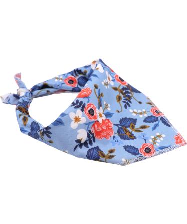 Aring Pet Dog Bandana | Cotton Flower Neckerchief for Small & Large Dogs & Cats - Blue Flower Design - Buy Online on GoSupps.com
