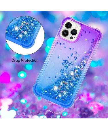 Buy Tivenfezk Nadoli Glitter Drive Sand Shell for iPhone 15 Pro Max - Shockproof Gradient Waterfall Case Liquid Transparent Bumper Cover in Violet Blue - Buy Online on GoSupps.com