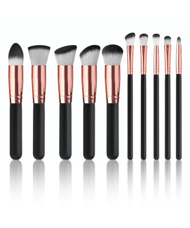 Retoo brush set make-up make-up brush set 10 pieces professional make-up brush set eye brush ideal for powder creamy or liquid eyeshadow eyeliner facial powder black