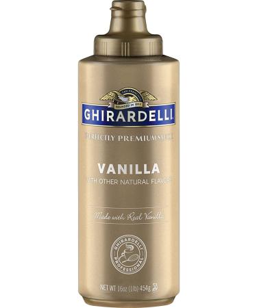 Ghirardelli Vanilla Sauce 16oz Squeeze Bottle (2-Pack) with Barista Spoon - Buy Online on GoSupps.com