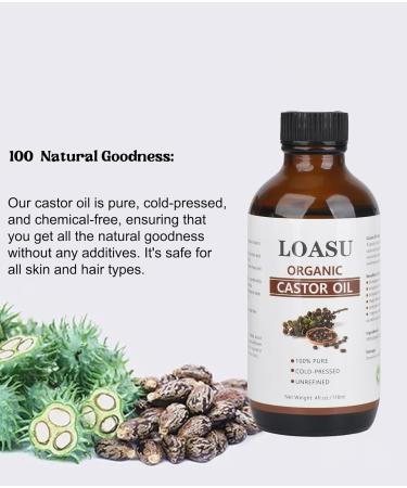 100% Pure Organic Castor Oil - Cold Pressed Hexane Free Hair & Body Oil (4fl.oz) | Detox Nourish Skin & Eyelashes - Buy Online on GoSupps.com