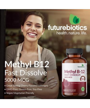 Futurebiotics Methyl B12 5000 MCG Vitamin B12 Methylcobalamin Cherry Flavor Non-GMO 60 Vegetarian Lozenges 60 Count (Pack of 1) - Buy Online on GoSupps.com