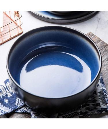 Snack Dip Bowls Dishware Household Kiln Glaze Blue Bowl 8 Inch Ceramic Soup Bowl Ramen Bowl Creative Compatible with Kitchen Restaurant Gifts - Buy Online on GoSupps.com