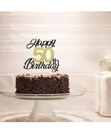 Sumerk 50th Birthday Cake Attachments | Gold & Black Party Decoration Accessories | Perfect for 50th Birthday Celebrations - Buy Online on GoSupps.com