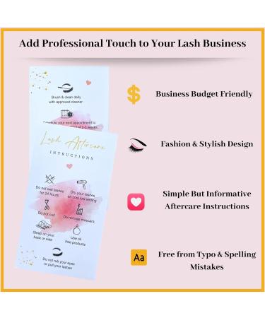 Lash Extension Aftercare Cards 3.5x2 Inch 100 Pack - Double Sided Eyelash After Care Instructions for Business - White&Gold Design - Buy Online on GoSupps.com