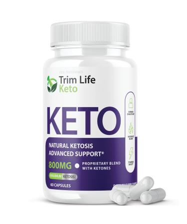 Trim Life Keto Pills Weight Fat Management Loss Shark 800mg Labs Extra Strong Xtra Ketosis Supplement (60 Capsules) 60 Count (Pack of 1)
