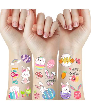 Easter Temporary Tattoos for Kids  Easter Party Supplies  Easter Decorations  10 Sheets Bunny Egg Rabbit Flower Butterflies Stickers for Easter Basket Stuffers Egg Fillers Gift DIY Craft Art Making