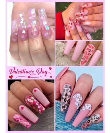Kalolary Valentine's Day Nail Art Sequins | Heart & Lip-Shaped Holographic Flakes for Manicure & Body Decoration - 2 PCs - Buy Online on GoSupps.com