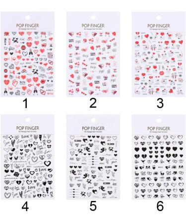 Cute Heart-shaped Letters Self-Adhesive Romantic Nail Stickers Nail Art Decorations Valentine's Day Decals Manicure Accessories(5) Style05 - Buy Online on GoSupps.com