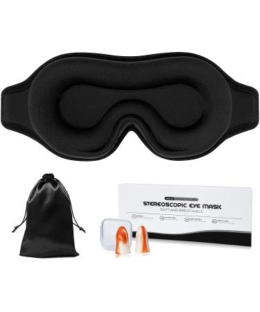 Sleep Eye Mask for Men Women 3D Contoured 100% Blackout Eye Mask for Sleeping Soft & Adjustable Night Blindfold Eyeshade Cover for Travel Nap Yoga (Black)