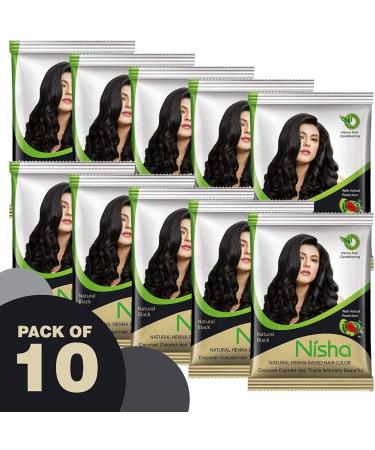 Nisha Henna Based Natural Black Hair Color 10 Gm Pack of 10 Henna Hair Color For Men and Women Black Hair Color - Buy Online on GoSupps.com