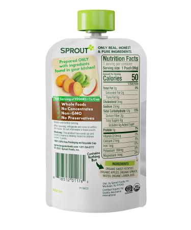 Organic Baby Food - Sweet Potato Apple Spinach for 6 Months+ | Sprout 3.5 oz - Buy Online on GoSupps.com