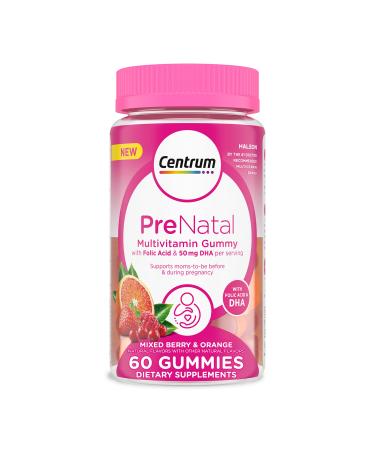 Centrum Prenatal Multivitamin Gummies with DHA and Folic Acid, Mixed Berry and Orange Flavors - 60 Count, 30 Day Supply - Buy Online on GoSupps.com