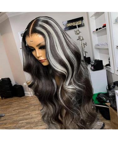 Wiggins Hair 20 Inch Grey Body Wave Lace Front Wig | Platinum Blonde Highlights | Gray Highlight Wig for Black Women - Buy Online on GoSupps.com