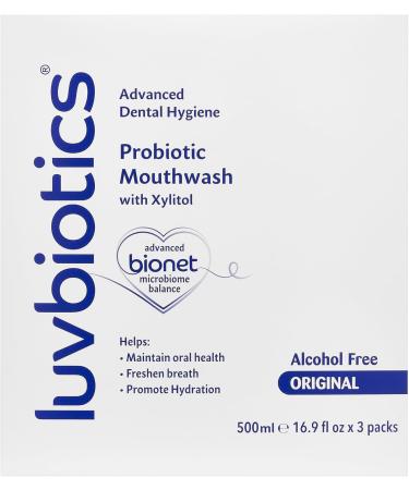 Luvbiotics Probiotic Mouthwash 500ml - Fresh Breath Healthy Gums & Teeth No Alcohol SLS Parabens - Pack of 3 - Heal Mouth Ulcers & Gum Infections - Buy Online on GoSupps.com