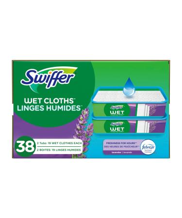 Swiffer Sweeper Wet Mopping Cloth Refills for Floor Mopping and Cleaning Multi-Surface Floor Cleaner with Febreze Freshness Lavender Scent 38 Count