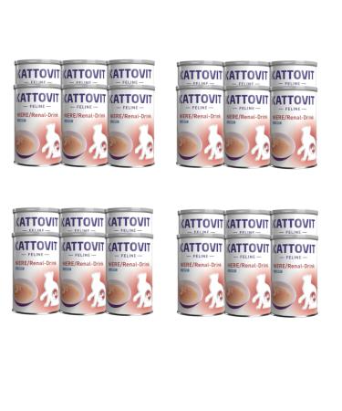 Kattovit Niere/Renal-Drink Duck | Pack of 24 | 24 x 135 ML | Complementary food for adult cats | Meat pieces with duck | to support kidney function