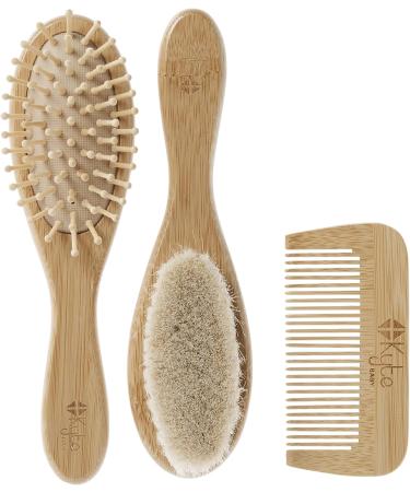 Kyte BABY Bamboo 3-Piece Brush Set - Goat Hair Brush, Wooden Bristle Brush, Bamboo Comb - Buy Online on GoSupps.com