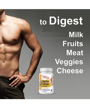 Digestive Enzymes for Bloating Relief - Cheese, Fruits, Sugar, Milk, Meats, Veggies - 60 Capsules - Buy Online on GoSupps.com