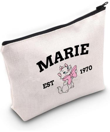 Bauna Cosmetic Bag - Cartoon Cat Motif 'Marie Est 1970' | Zipper Travel Bag for Cat Lovers | Perfect Gift - Buy Online on GoSupps.com