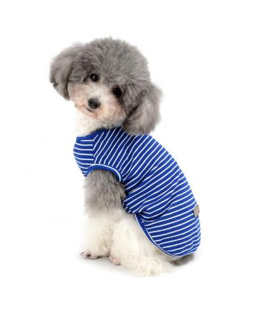 Zunea dog shirt for small dogs cats pets striped T-shirt for summer cool vest puppy basic tank top soft cotton chihuahua clothing for dogs blue size XL XL (1 Pack) blue - Buy Online on GoSupps.com