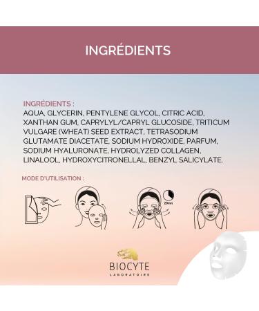 BIOCYTE Collagen Mask - Plumped Skin Moisturizing Reduced Wrinkles - Hyaluronic Acid Collagen Ceramides - 1 Biocellulose Mask - Apply Once a Week - Buy Online on GoSupps.com