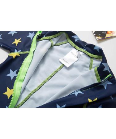 BONVERANO Baby Boys Swimsuit 12-18 Months | Short-Sleeve Zipper One Piece Swimwear Yellow Star | UPF 50+ Sun Protection - Buy Online on GoSupps.com