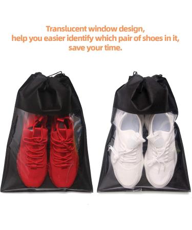 24 Pack Portable Shoe Bags for Travel - Large Storage Organizer with Clear Window and Drawstring - Men and Women's Black Shoes Pouch - Buy Online on GoSupps.com
