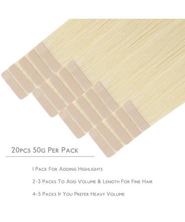 Salife Tape Extensions - 20pcs 30g 25cm Bleichblond Remy Invisible Skin Weft Hair Extensions #613R - Buy Online on GoSupps.com