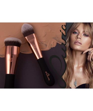 Luvia Kabuki Foundation Makeup Brush - Vegan Black/Rose Gold VS115 Buffer Brush for Flawless Application | Buy Vegan Cosmetics Online - Buy Online on GoSupps.com