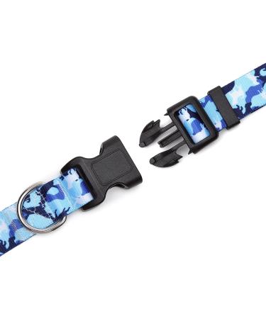 Suredoo Adjustable Dog Collar - Soft Comfort Nylon for Small & Medium Dogs | Camo Blue (25-40 cm 1.5 cm Wide) - Buy Online on GoSupps.com
