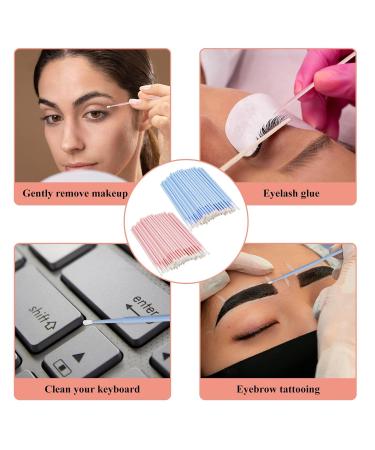 100Pcs Micro Applicator Brush Set with Travel Case | Mini Cotton Swabs for Makeup Dental Care & Cleaning - Disposable & Portable (Pink - Buy Online on GoSupps.com