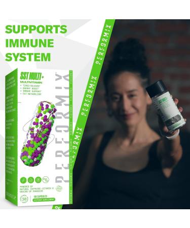 PERFORMIX SST Multi+ 120 Ct - Natural Energy Boost Multivitamin with Caffeine, Biotin, Folic Acid, Vitamin D, C, A, B1, E - Timed Release for Men and Women - Buy Online on GoSupps.com