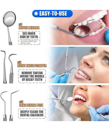 10 Pack Dental Tools Set - Professional Stainless Steel Plaque Remover & Oral Care Kit - Buy Online on GoSupps.com
