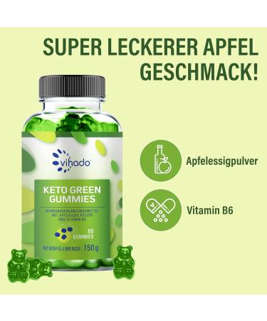 Vihado Keto Green Gummies - 60pcs | Metabolism Boosting Gummy Bears with Vitamin B6 | Best Keto Diet Gummies - Buy Online on GoSupps.com