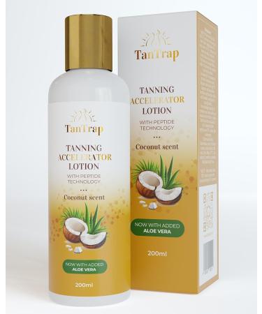 Peptide Tanning Accelerator Lotion 200ml | Melanin Activating Peptides | Aloe Vera | Coconut Scent | For Outdoor and Tanning Bed Use | Tantrap - Buy Online on GoSupps.com