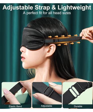 BOQUBOO Silk Sleep Mask 3 Pack - 100% Real Natural Pure Silk Eye Mask for Deep Sleep - Adjustable Strap - Gifts for Women and Men - Buy Online on GoSupps.com