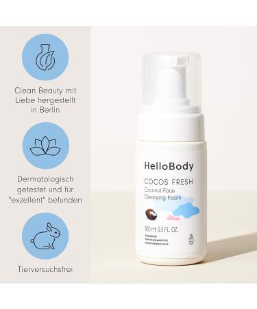  HelloBody HelloBody COCOS FRESH Gentle Cleansing Foam (100 ml) Facial cleanser for dry skin With peat extract and coconut fragrance Gentle and deep facial cleansing for cared-for skin - Buy Online on GoSupps.com