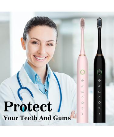 Buy Electric Toothbrush for Adults - 6 Modes 42000 VPM 8 Brush Heads Sonic Black & Pink | International Shipping Available - Buy Online on GoSupps.com