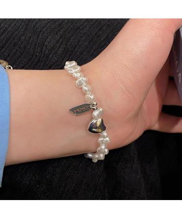 Kuaiyiju Love Trailer Bracelets - Handmade Heart Pearl Jewelry Stylish Baroque Hand Chains & Accessories for New Year's Gifts - Buy Online on GoSupps.com
