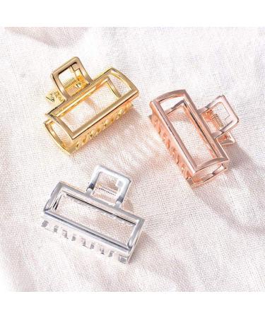 VinBee Small Claw Clips 3 Pack for Women with Thick Hair - Silver, Gold, Rose Gold - 1.1 x 1.57 inches - Buy Online on GoSupps.com